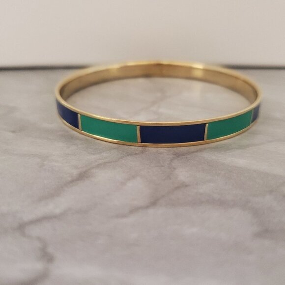 J. Crew Jewelry - 💚💙 Vintage 00's 2000's Y2K Blue Green Striped Skinny Enamel Bangle 💙💚